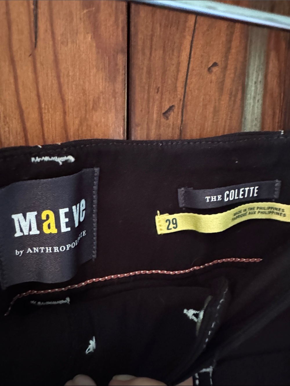 EUC MAEVE BLACK MAGIC FABRIC COLLETTE WHITE CONTRAST STITCH. SIZE 29 - Picture 3 of 13